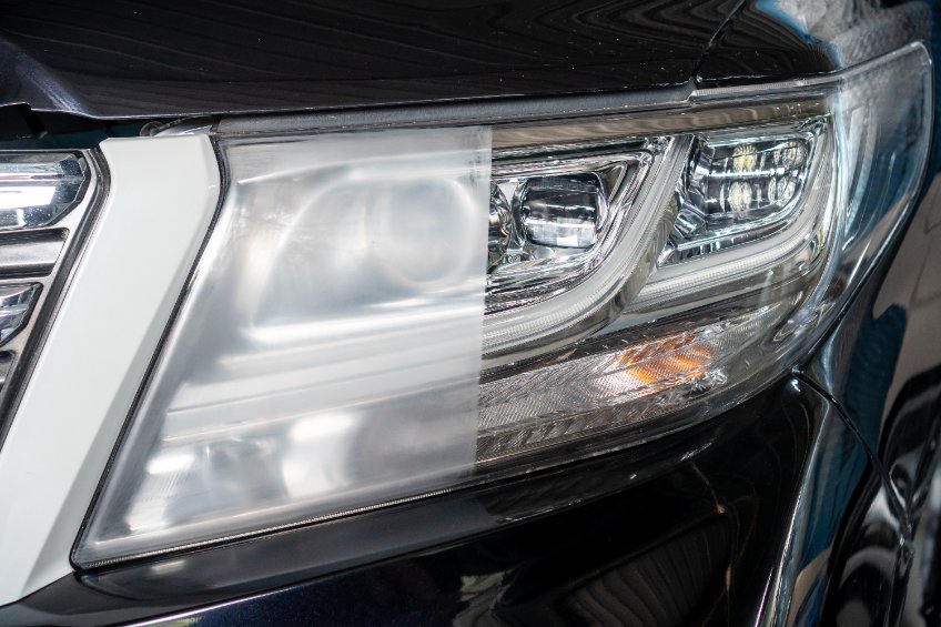 headlight being restored